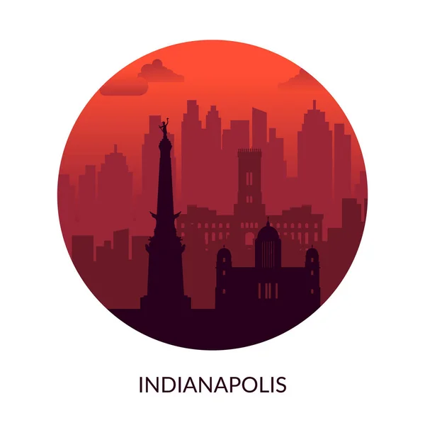 Індіанаполіс (США) відомий рельєф міста. — стоковий вектор