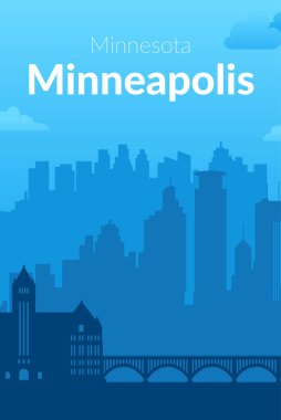 Minneapolis, ABD 'nin ünlü şehir manzarası arka planı.