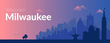 Milwaukee, ABD 'nin ünlü şehir manzarası arka planı.