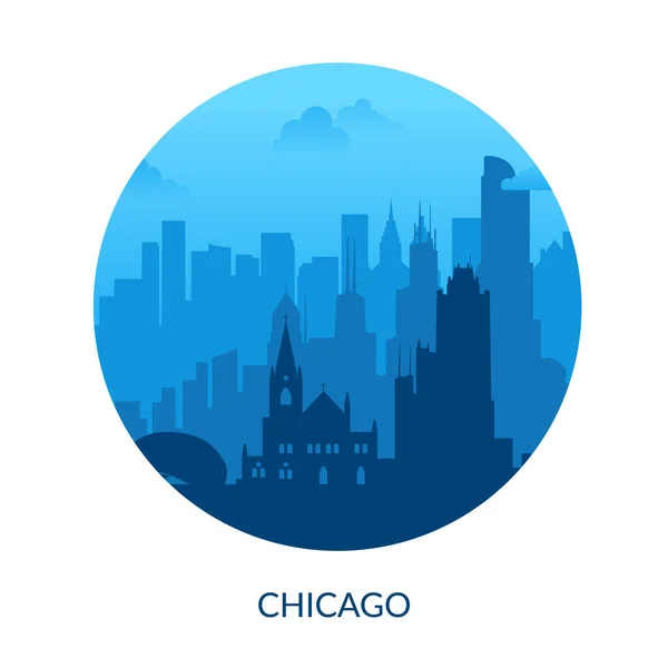 Chicago, EE.UU. famoso paisaje de la ciudad vista de fondo. — Vector de stock