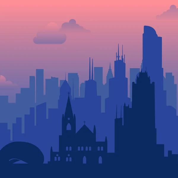 Chicago, EE.UU. famoso paisaje de la ciudad vista de fondo. — Vector de stock