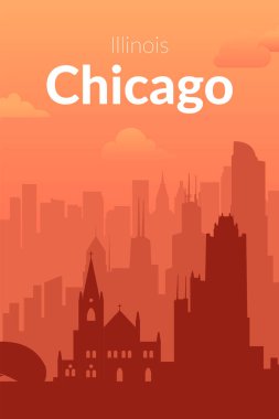 Chicago, ABD 'nin ünlü şehir manzarası arka planı.