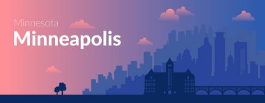 Minneapolis, ABD 'nin ünlü şehir manzaralı arka planı.