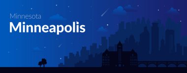 Minneapolis, ABD 'nin ünlü şehir manzaralı arka planı.