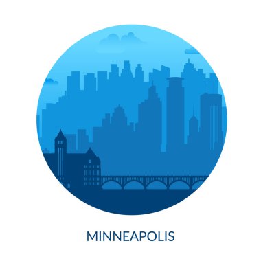 Minneapolis, ABD 'nin ünlü şehir manzaralı arka planı.