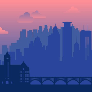 Minneapolis, ABD 'nin ünlü şehir manzaralı arka planı.