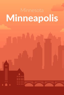 Minneapolis, ABD 'nin ünlü şehir manzaralı arka planı.