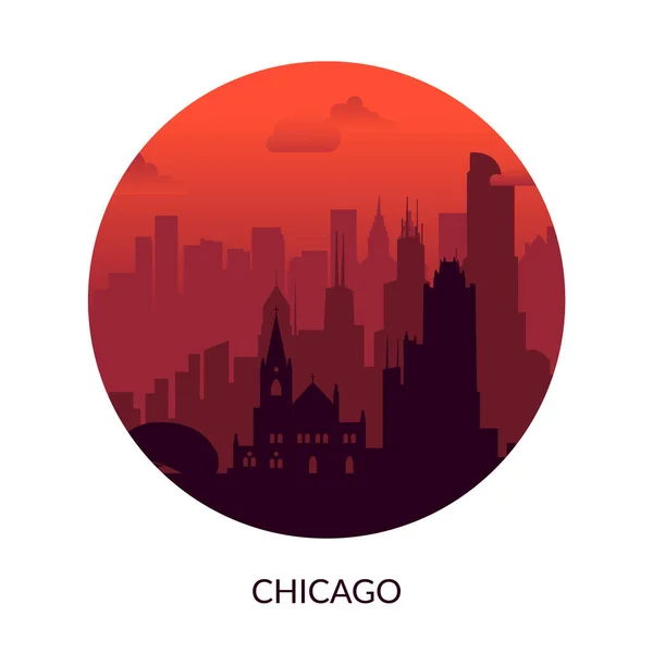 Chicago, USA slavné město krajina pohled pozadí. — Stockový vektor