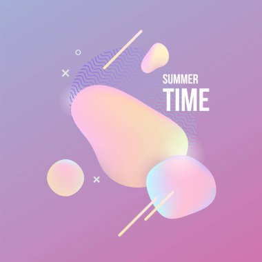 Soyut sıvı şekiller ve yaz metin etiketleri.