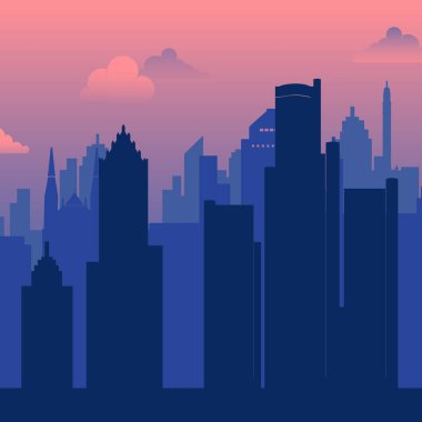 Detroit, ABD 'nin ünlü şehir manzarası arka planı.