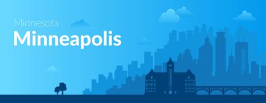 Minneapolis, ABD 'nin ünlü şehir manzaralı arka planı.