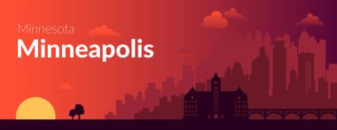 Minneapolis, ABD 'nin ünlü şehir manzaralı arka planı.