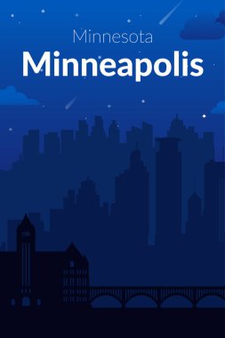 Minneapolis, ABD 'nin ünlü şehir manzaralı arka planı.