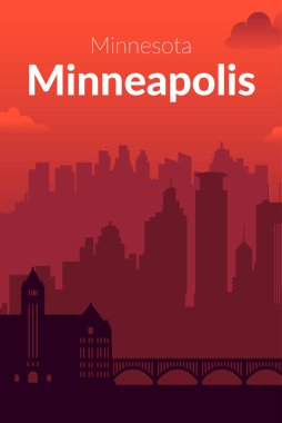 Minneapolis, ABD 'nin ünlü şehir manzaralı arka planı.