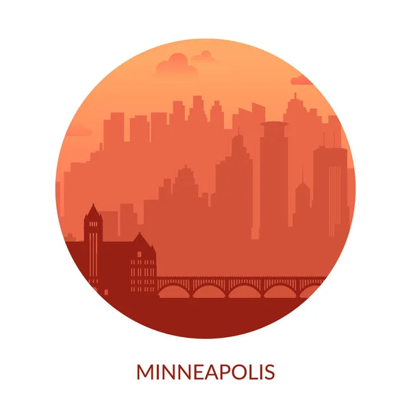Minneapolis, USA slavné město pohled pozadí. — Stockový vektor