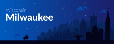 Milwaukee, ABD 'nin ünlü şehir manzarası arka planı.