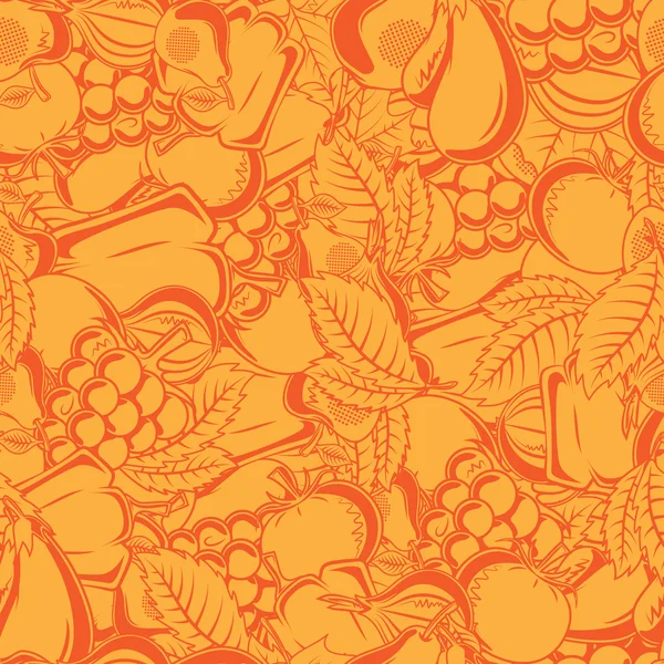 Seamless pattern with autumn fruits and leaves. — Stock Vector