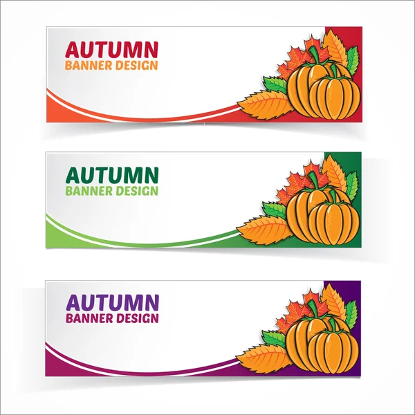 Herfst banner instellen met pumpkins. — Stockvector