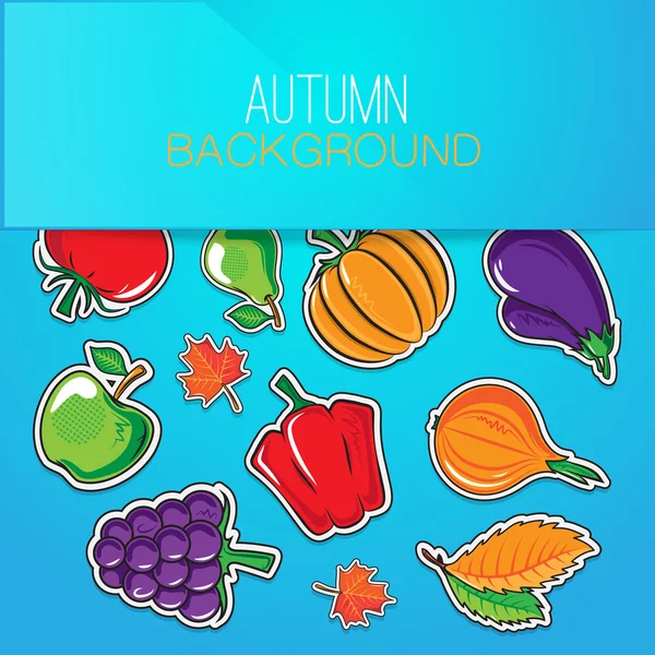 Autumn background with vegetables and fruits. — Stock Vector