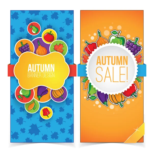 Banner de outono conjunto com frutas e legumes . — Vetor de Stock