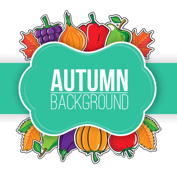 Autumn background with vegetables and fruits. — Stock Vector