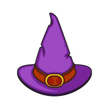 Halloween cartoon witch hat isolated on white.