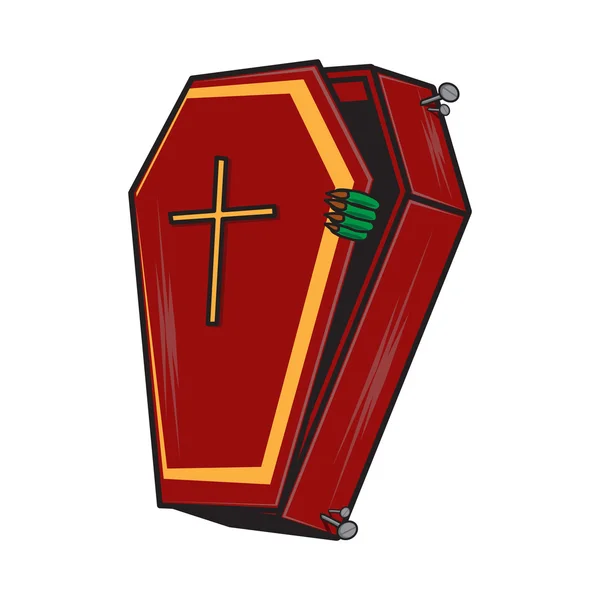 Halloween cartoon coffin isolated on white. — Stockový vektor