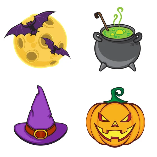 Halloween cartoon icon objects.