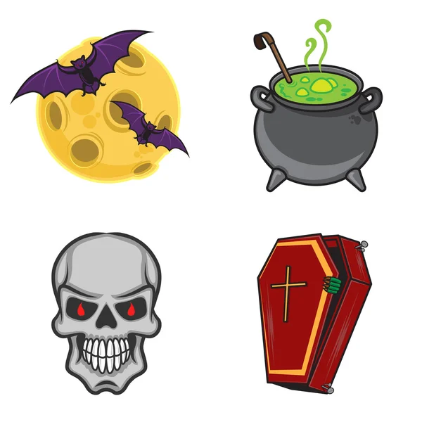 Halloween cartoon icon objects. — 스톡 벡터