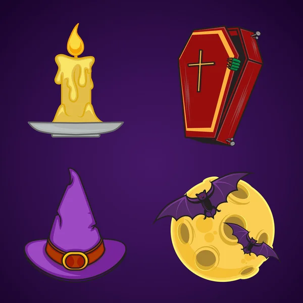 Halloween iconos de dibujos animados objetos . — Vector de stock