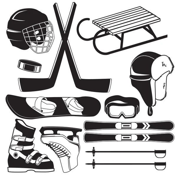 Colección de deportes de invierno . — Vector de stock