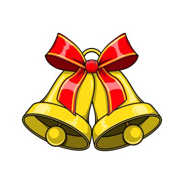 Christmas decorative bells with red bow.