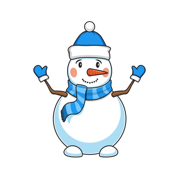 Christmas and New Year decorative snowman. — Stock Vector