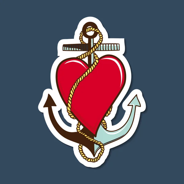 Heart with anchor. — Stock vektor