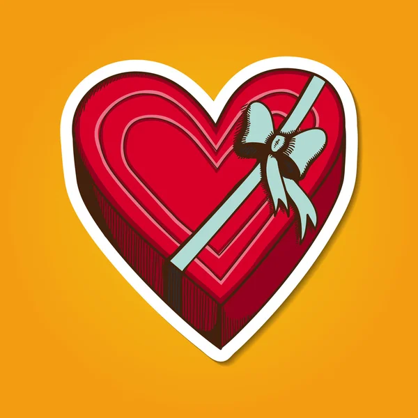 Heart present box with bow. — Stok Vektör
