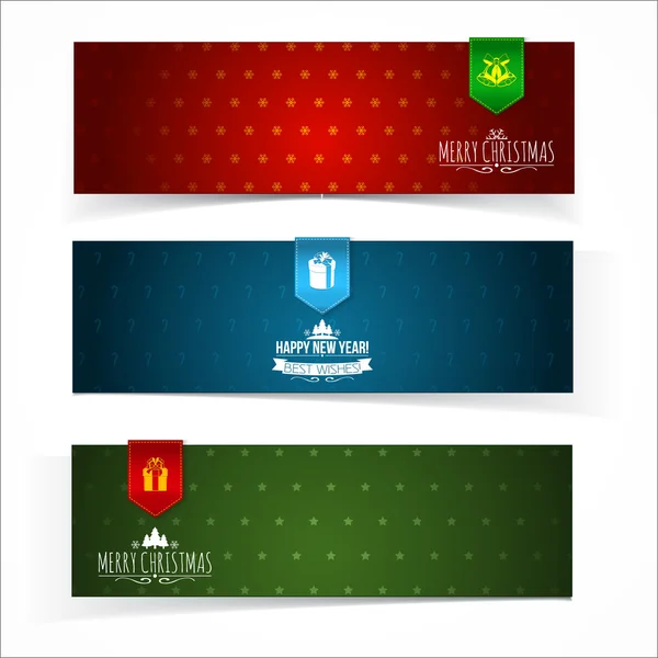 Natal e Ano Novo Banners. — Vetor de Stock