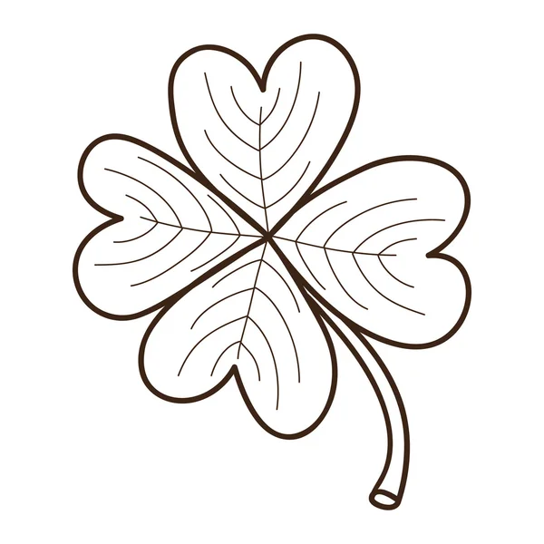 Sketch clover leaf isolated on white. — Stockvector