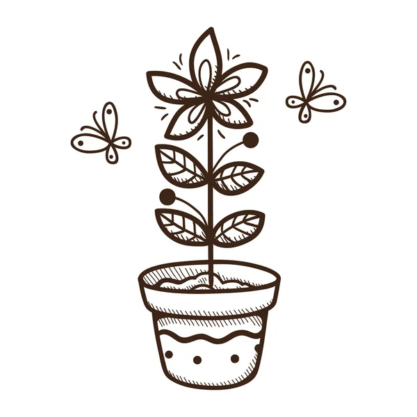 Plante poussant dans un pot . — Image vectorielle