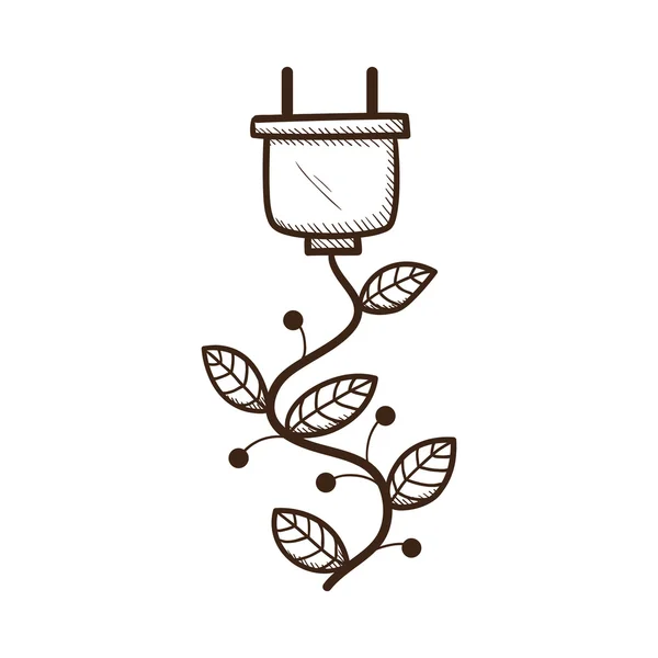 Plug with leaves as a wire. — Stock Vector