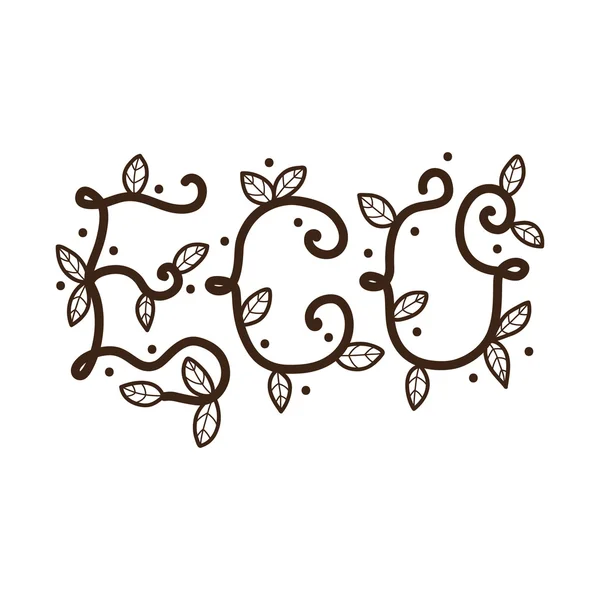 Eco letters with leaves. — ストックベクタ