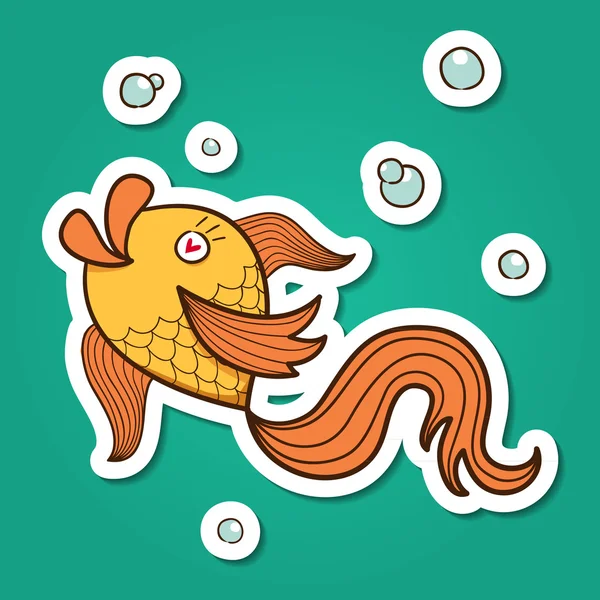 Golden fish character. — ストックベクタ