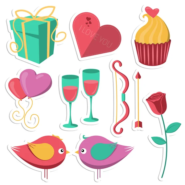 Saint Valentines Day objects set. — Stock Vector