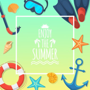 Deniz kıyısında ve yüzme aksesuarları. 