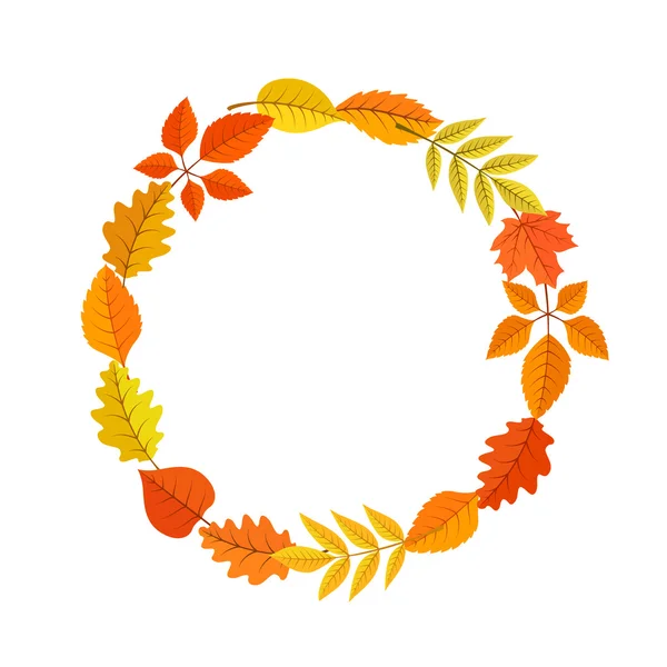 Autumn garland of bright fall leaves. — Stock Vector