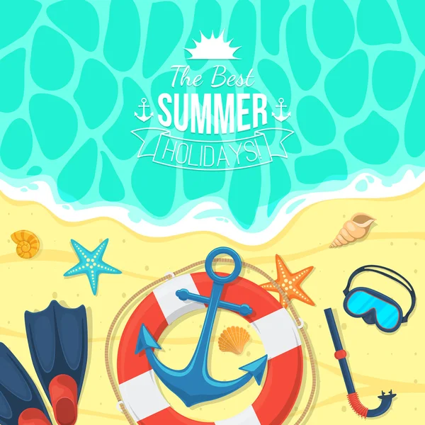 Sea shore and swimming accessories. — Stock Vector