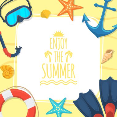 Deniz kıyısında ve yüzme aksesuarları. 