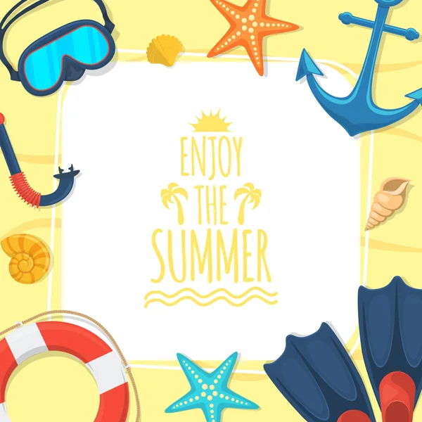 Deniz kıyısında ve yüzme aksesuarları. 