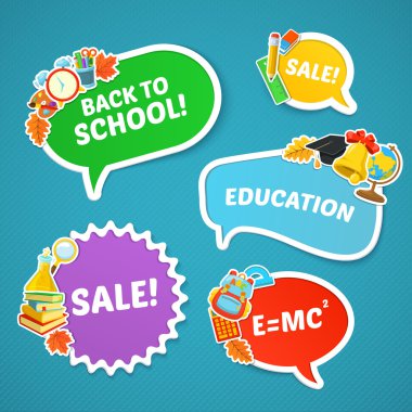 Okul parlak çıkartmaları kümesi.