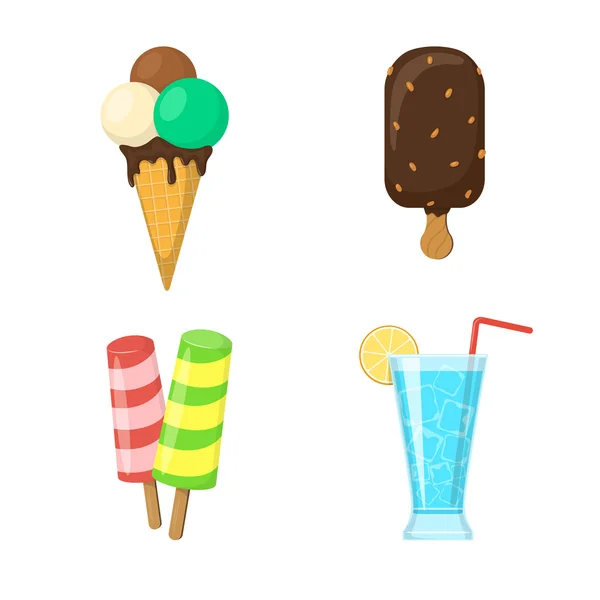 Helado y bebida . — Vector de stock