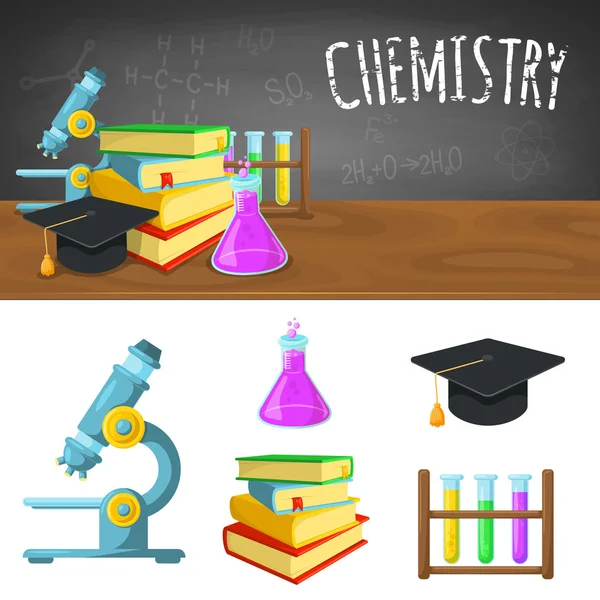 Chimie toile de fond et icônes . — Image vectorielle